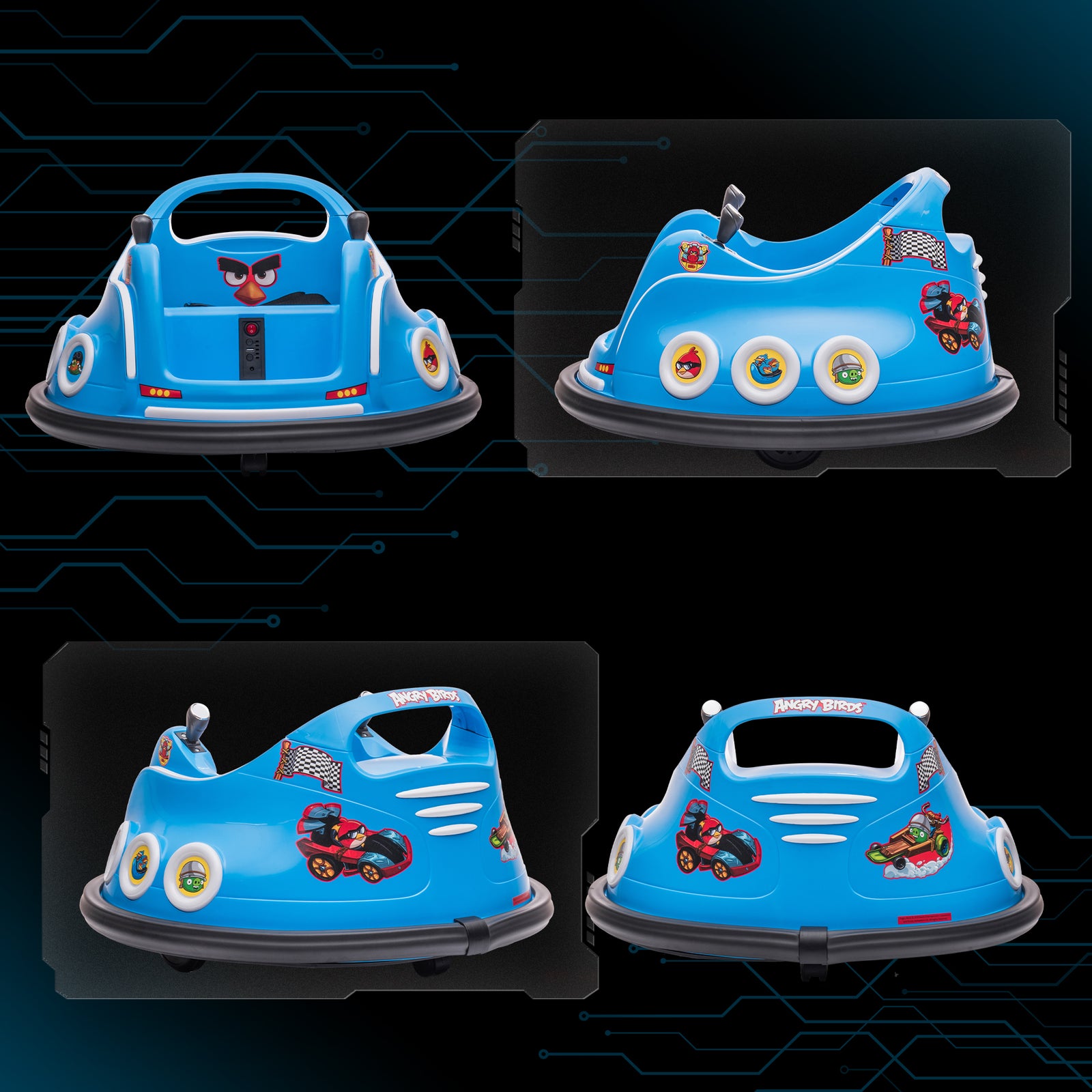Angry Bird Licensed 12v Kids Bumper Car W/ Joysticks, Remote | Blue