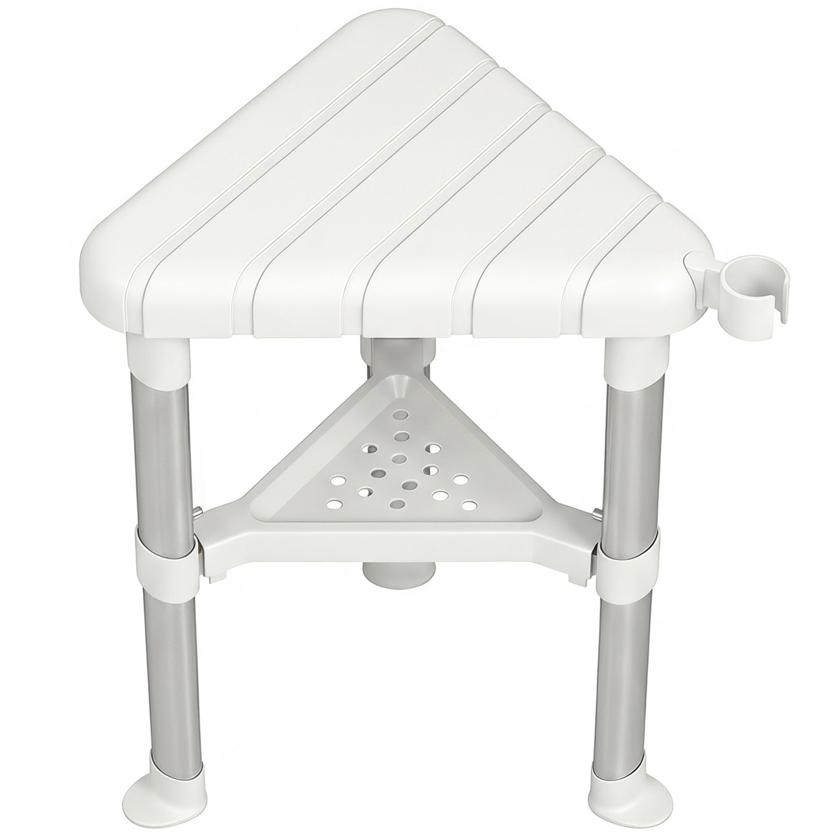 HOMCOM Shower Stool With Storage Shelf And Hdpe Seat, White