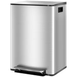 HOMCOM 2 X 30l Double Kitchen Bin, Pedal Bin With Soft-close Lid, Silver