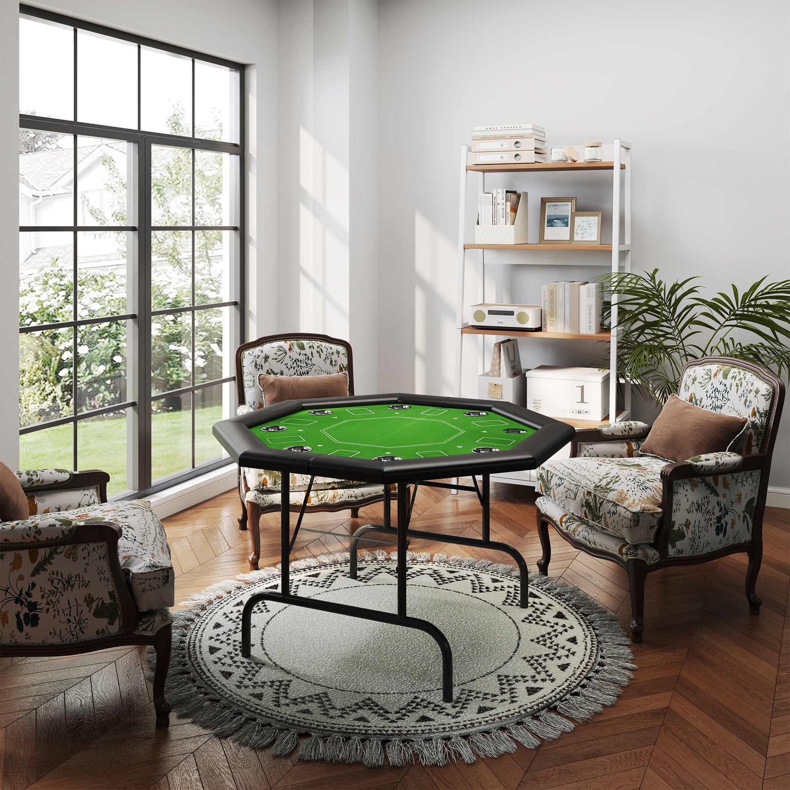 8 Player Foldable Poker Table W/ Cup Holders