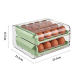 Double-layer Transparent Egg Storage Drawer Box | Light Green