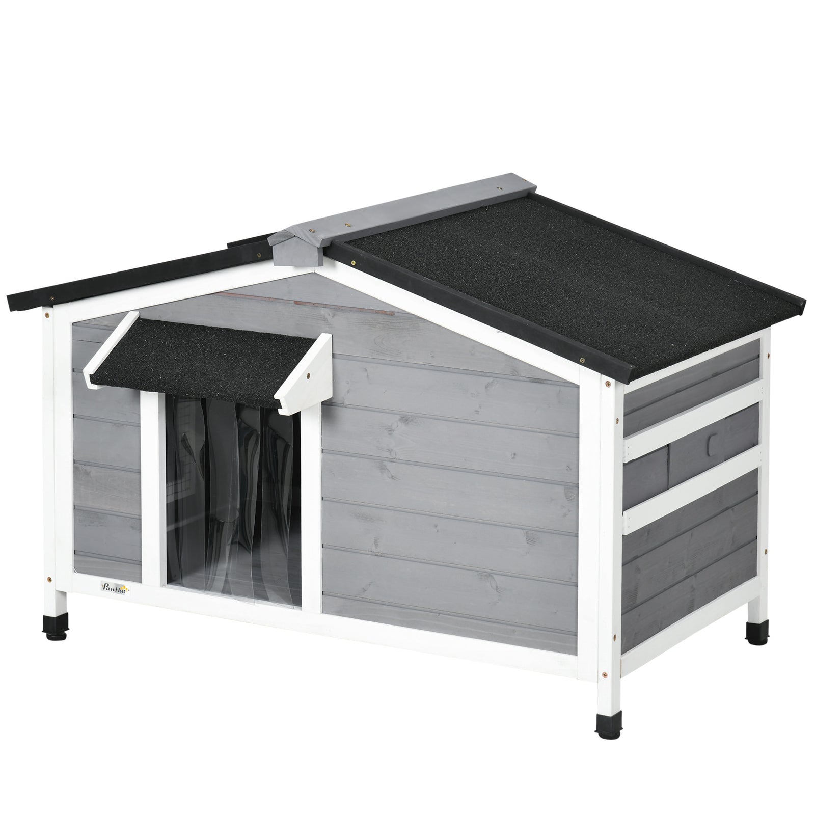 Pawhut Wooden Dog Kennel For Outside 97l X 72w X 65hcm, Grey