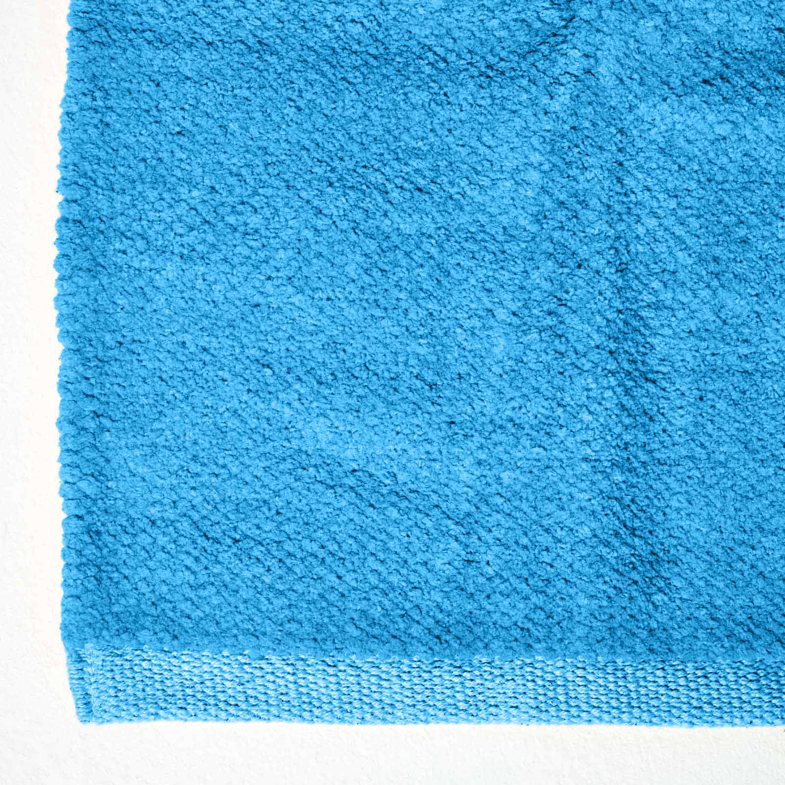 Plain Chenille 100% Cotton  Rug With Natural Trim | 170cm | Blue