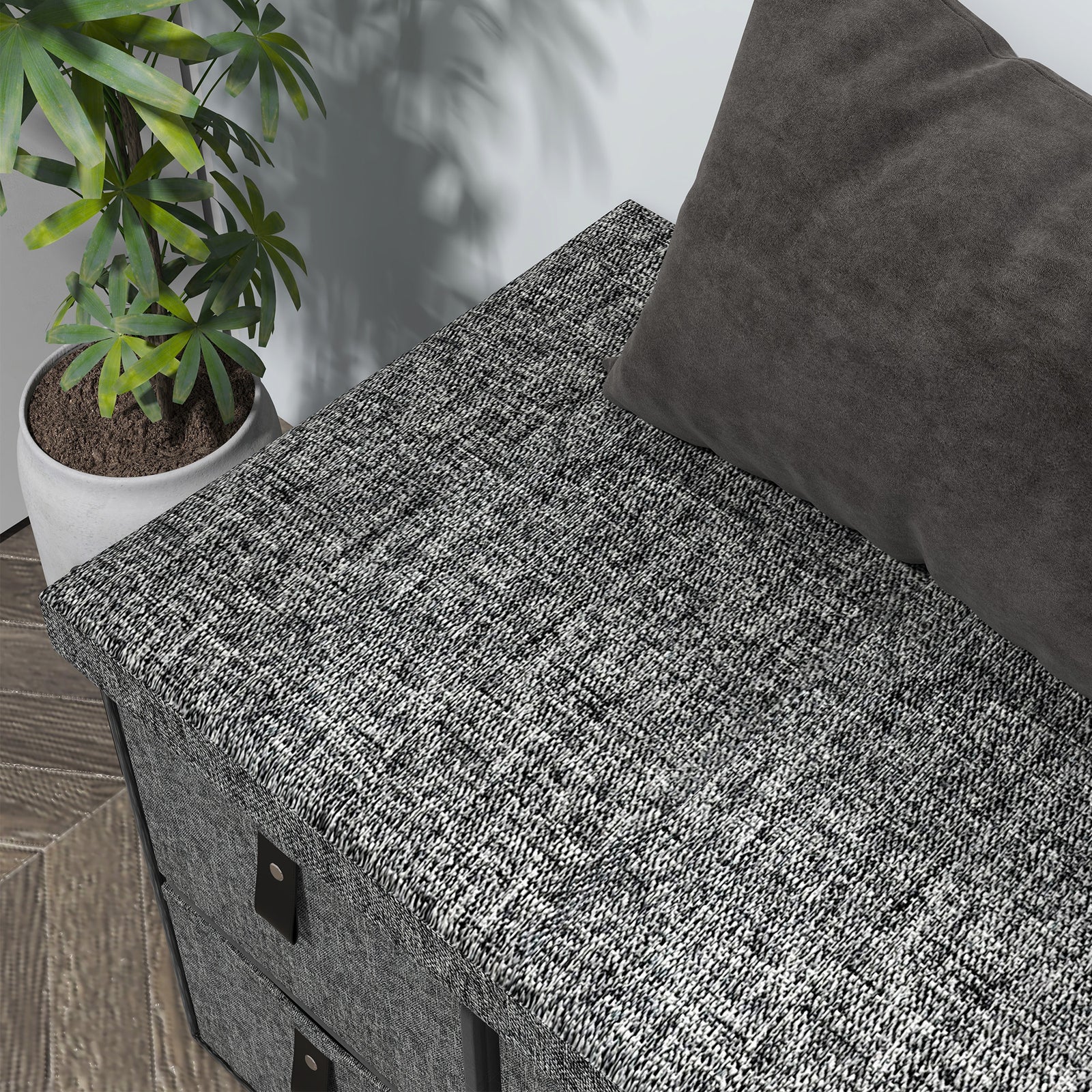 Shoe Bench With Seat, Shoe Storage Bench With Fabric Drawers | One Size | Dark Gray