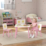 3-piece Kids Table With 2 Chairs Set For Bedroom, Nursery | Pink