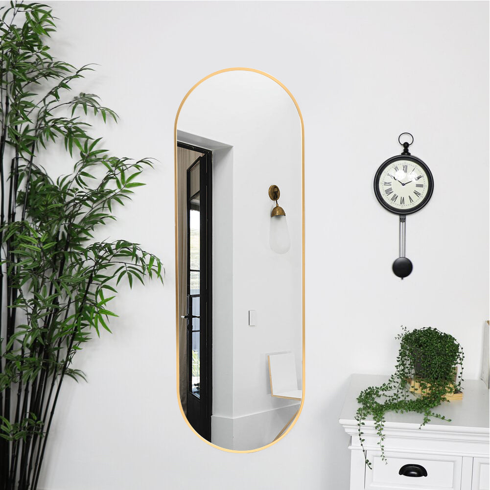 50x160cm Gold Modern Metal Oval Full Length Wall Mirror