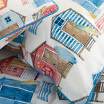 Queen's Parade 100 Percent Cotton Duvet Set With Colourful Beach Hut Print And Piped Edge Detail | Double | Multi Colour