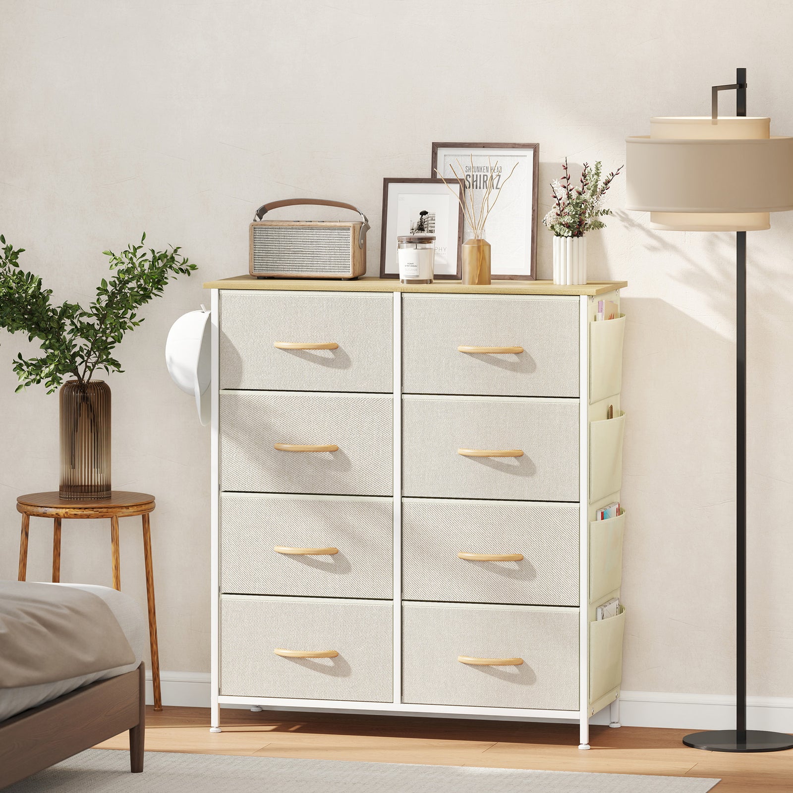 Fabric Chest Of Drawers, 8 Drawer Dresser For Bedroom | Beige