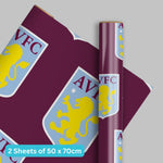 Aston Villa FC Aston Villa Fc Gift Wrap, 2 Sheet 2 Tag, Official Product