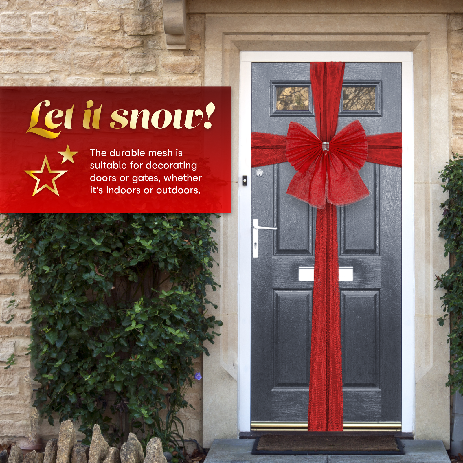 Large Christmas Door Bow - Red