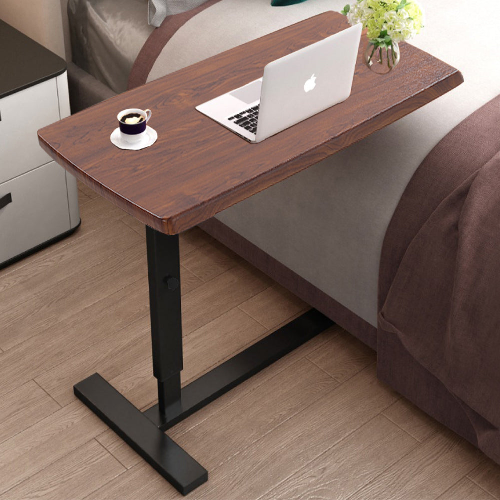 Overbed Table With Wheels, Small Standing Desk, 80 X 40 Cm Tabletop, 67-91cm Adjustable Height | Walnut