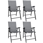 Folding Garden Chairs Set With High Back, Armrests | Set of 4 | Grey