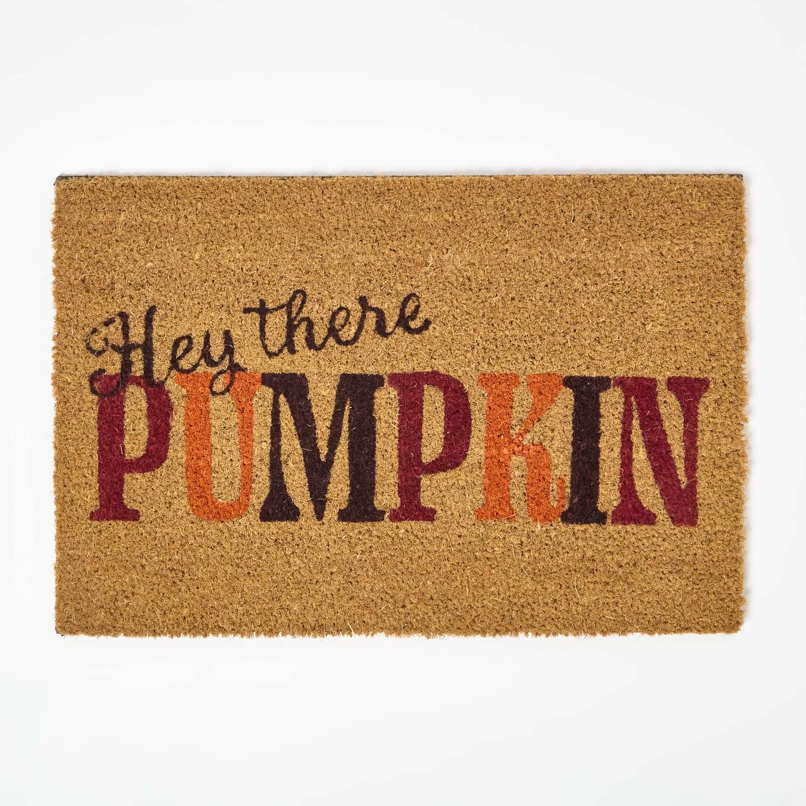 HOMESCAPES Hey There Pumpkin Non-slip Coir Doormat, 40 X 60 Cm