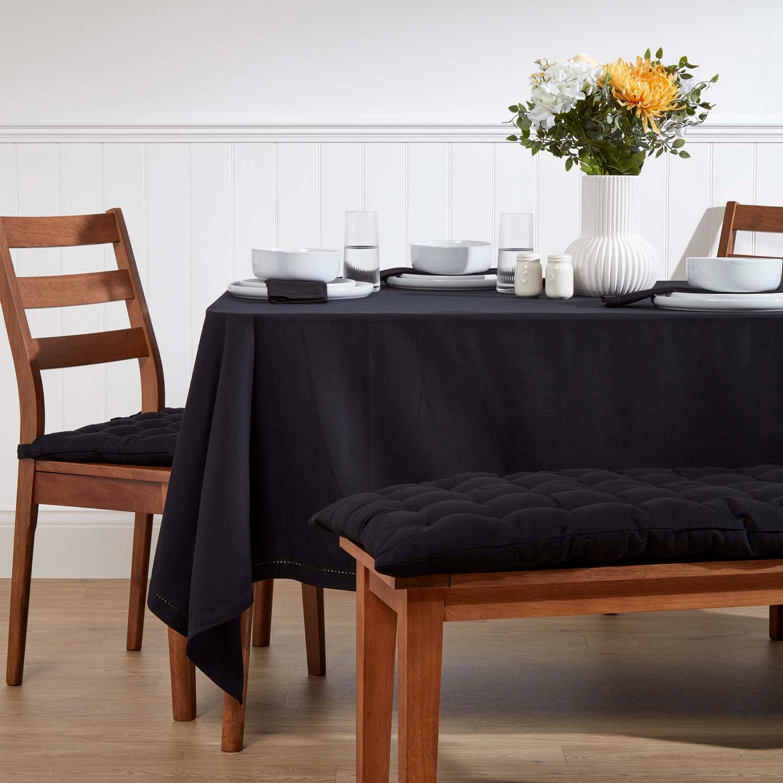 Plain Cotton Fabric 4 Napkins Set | 45cm x 45cm | Black