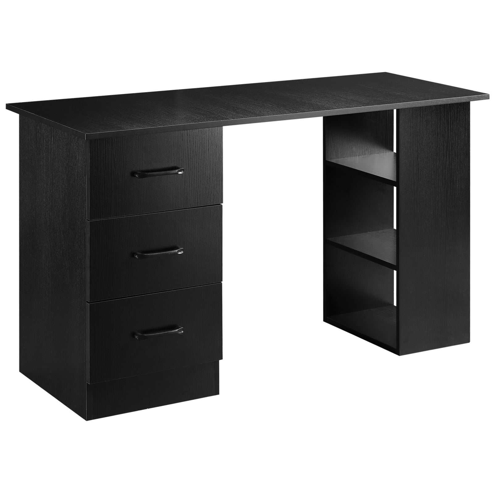 120cm Computer Desk Pc Table Workstation W/ 3 Shelf & Drawer | Jet Black