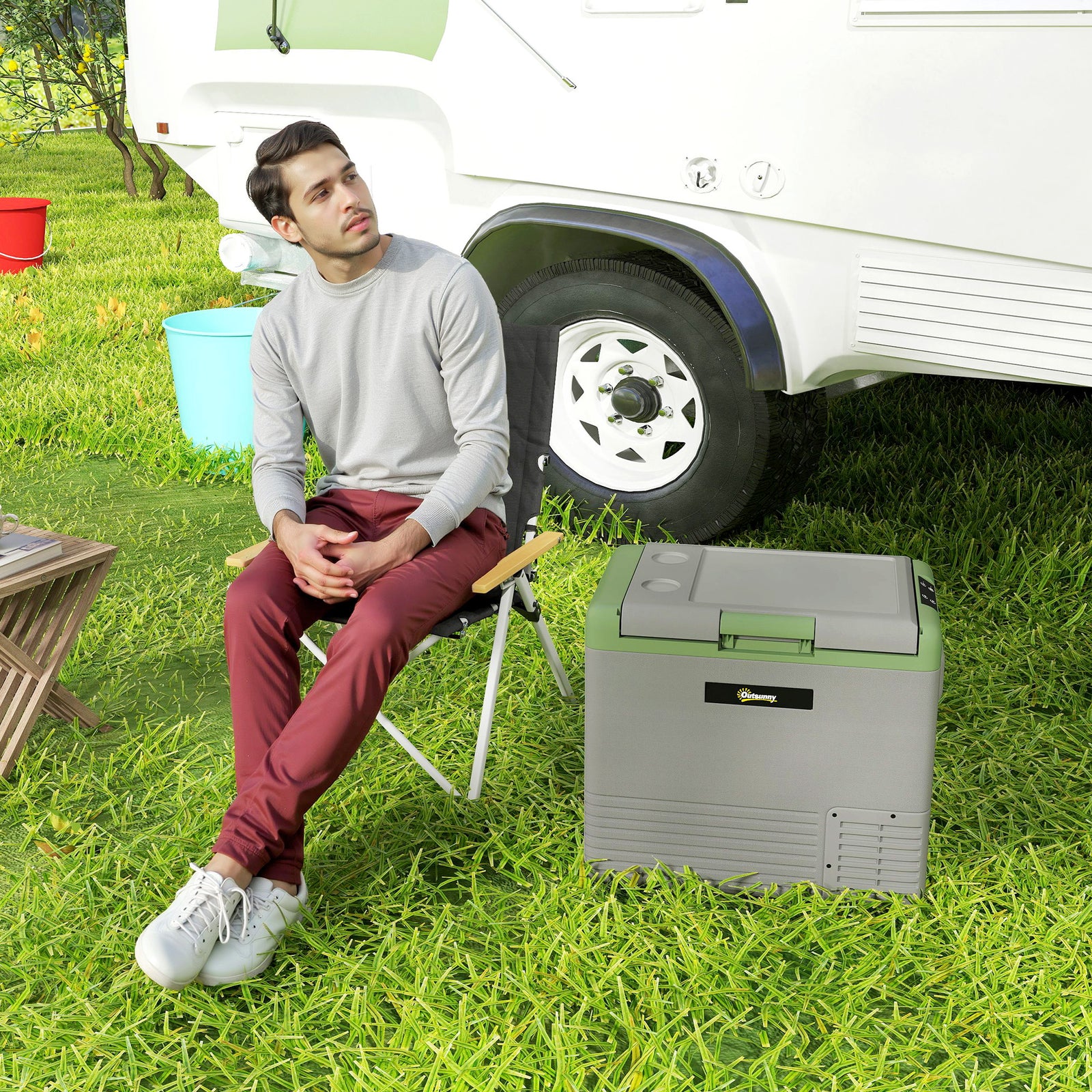 Car Refrigerator, Portable Compressor Car Fridge Freezer | Large | Light Green