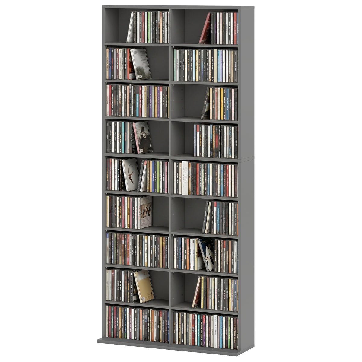 HOMCOM 640 Cd Storage Unit 360 Dvd Storage Tower W/ 18 Compartments