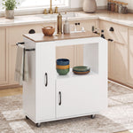 Kitchen Trolley On Wheels, Rolling Kitchen Cart With Power Outlet | White