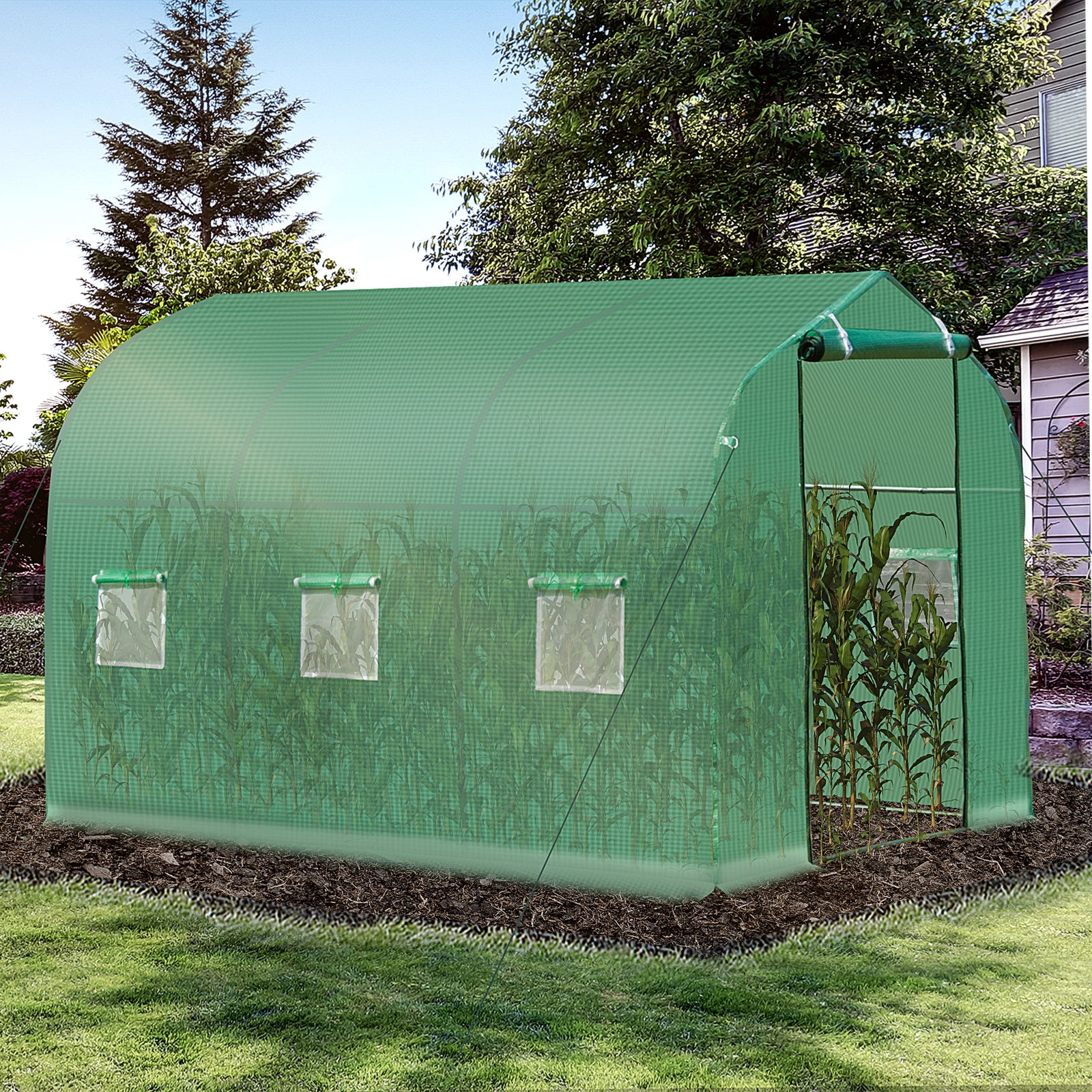 Round Polytunnel Greenhouse 3x2x2m