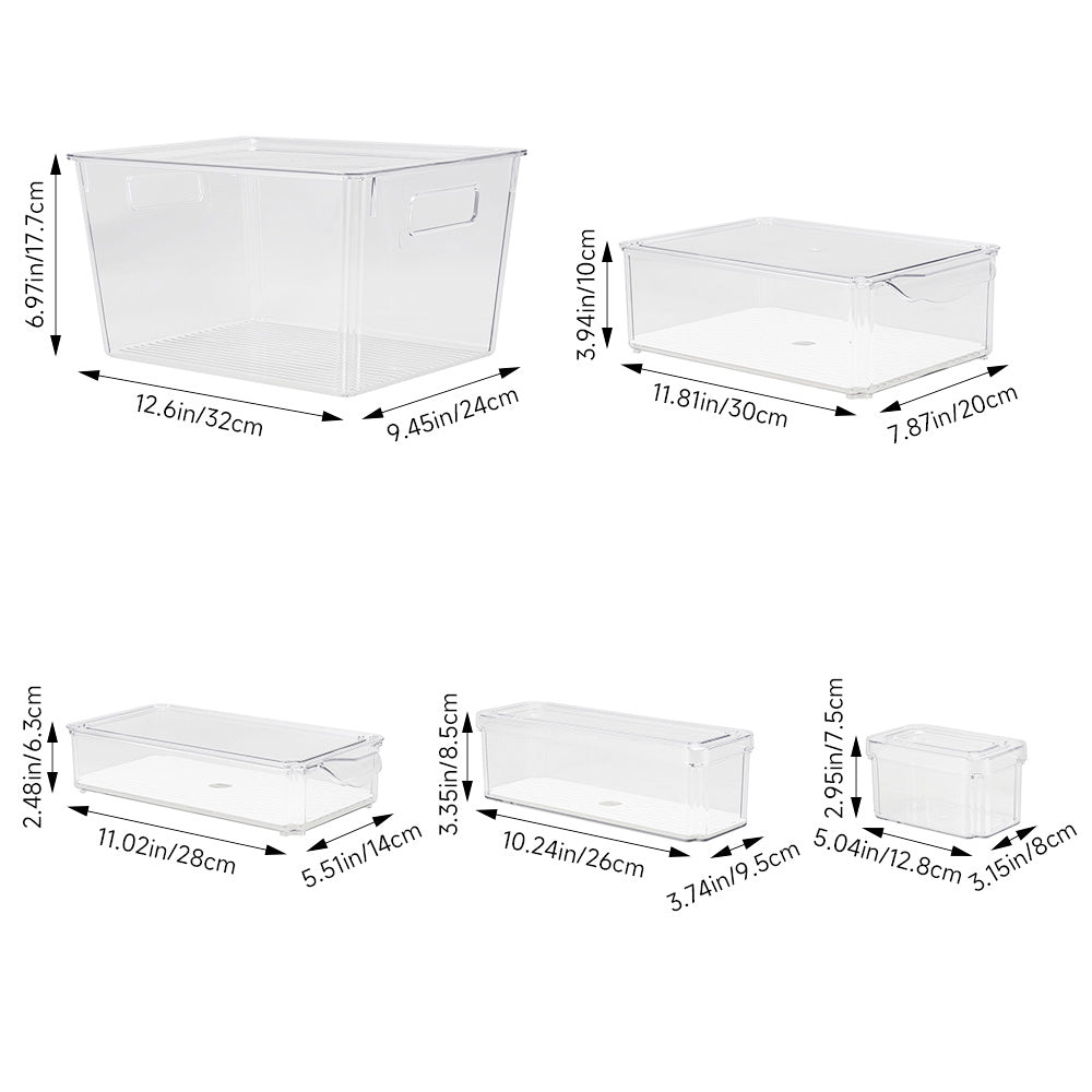 Stackable Clear Fridge Organisers Storage Boxes | Set-of-9