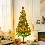 6ft Artificial Decorated Christmas Tree With Led Lights, Auto Open | 6ft | Green
