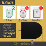 Toilet Seat Soft Close D Shape, Premium Thermoplastic, Quick Release, Top & Bottom Fixings | Black