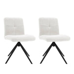 Set Of 2 Teddy Fleece Bar Stools With High Back And Black Metal Legs – Modern Armless Breakfast Chairs | White