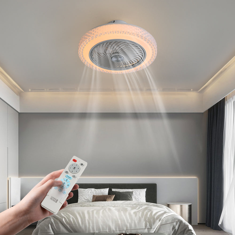 20 Inch 5-blade Ceiling Fan Light 12 Rgb Color Changing Modes, 6-speed, Reversible, Remote Control + Timer + App Smartphone Control