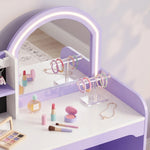 AIYAPLAY Kids Vanity Set, Dressing Table With Stool, Purple