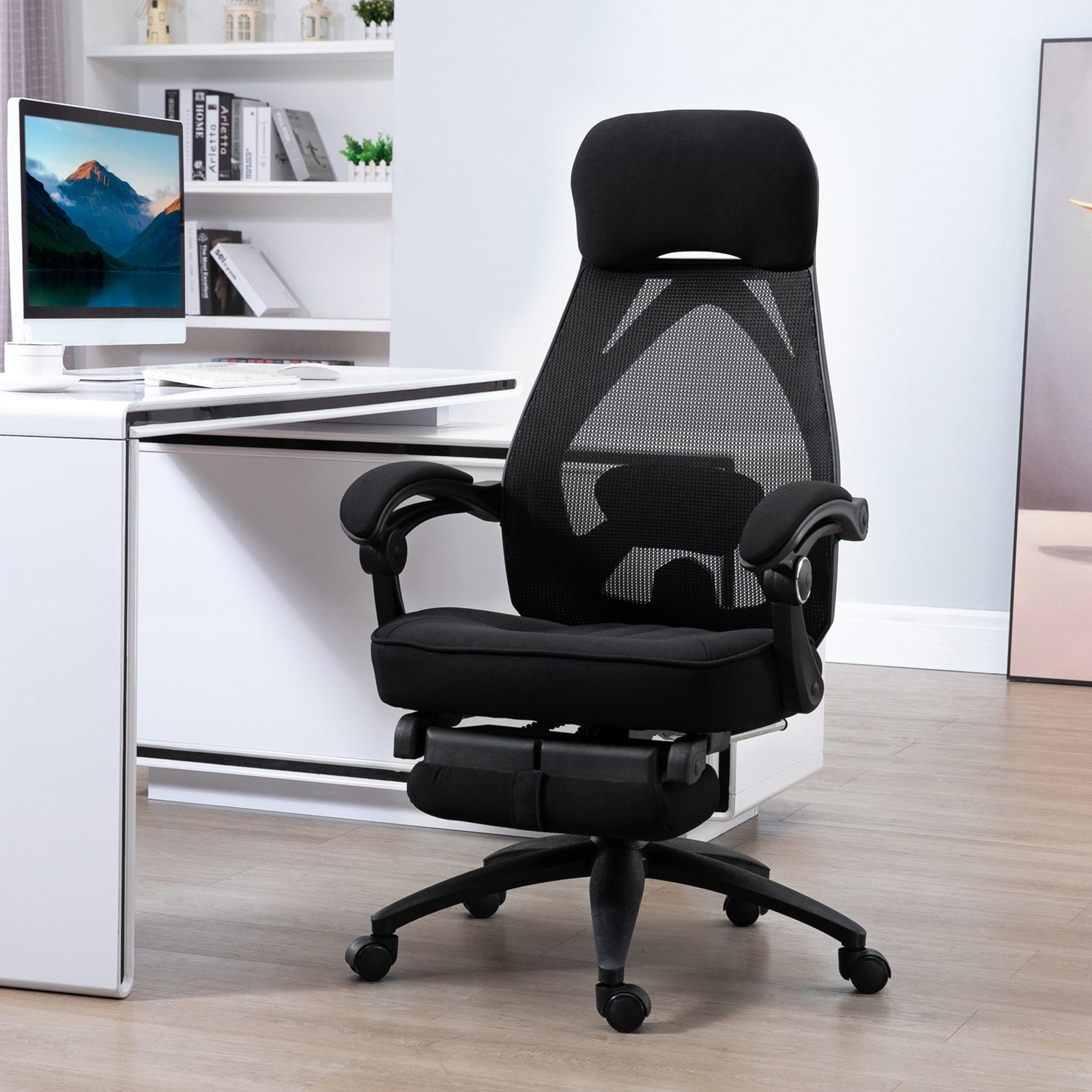 Swivel Recliner W/ Footrest Adjustable | Black