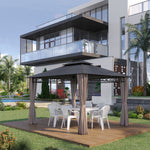 Double roof Hard Top Gazebo With Nettings & curtains | Large | Black