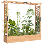 Raised Garden Bed With Trellis 196x44x181cm Natural