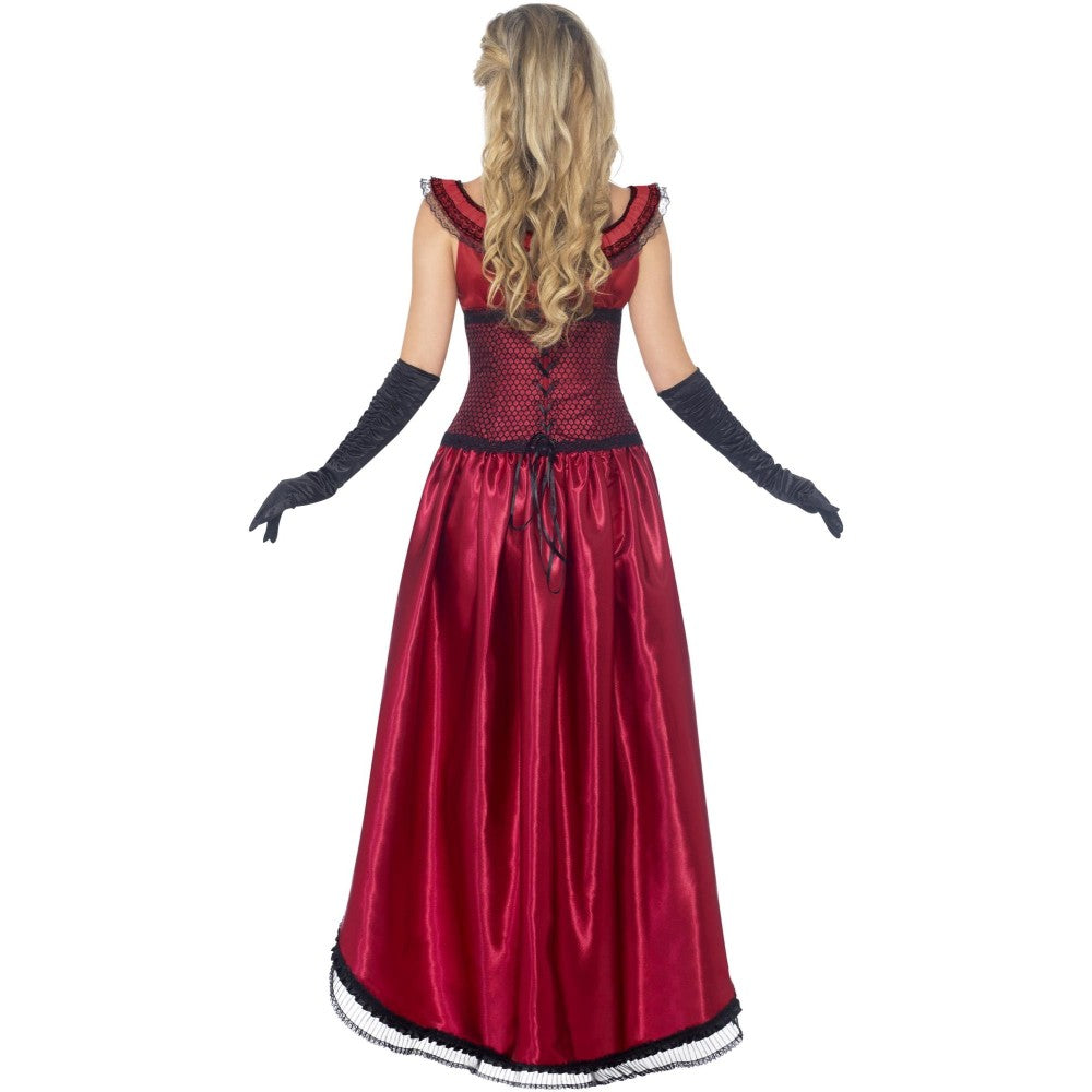 Western Authentic Brothel Babe Costume, Burgundy | Medium