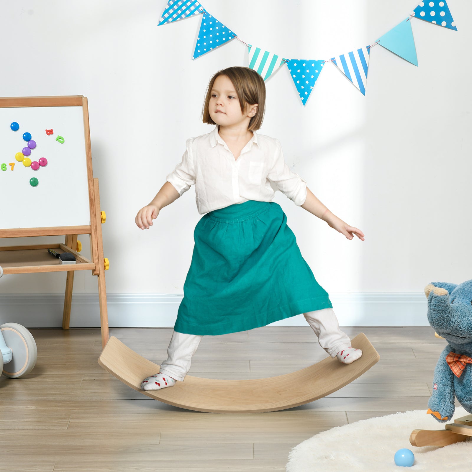 Aiyaplay Kids Wooden Balance Board For Children, For 3-8 Years Old, Natural