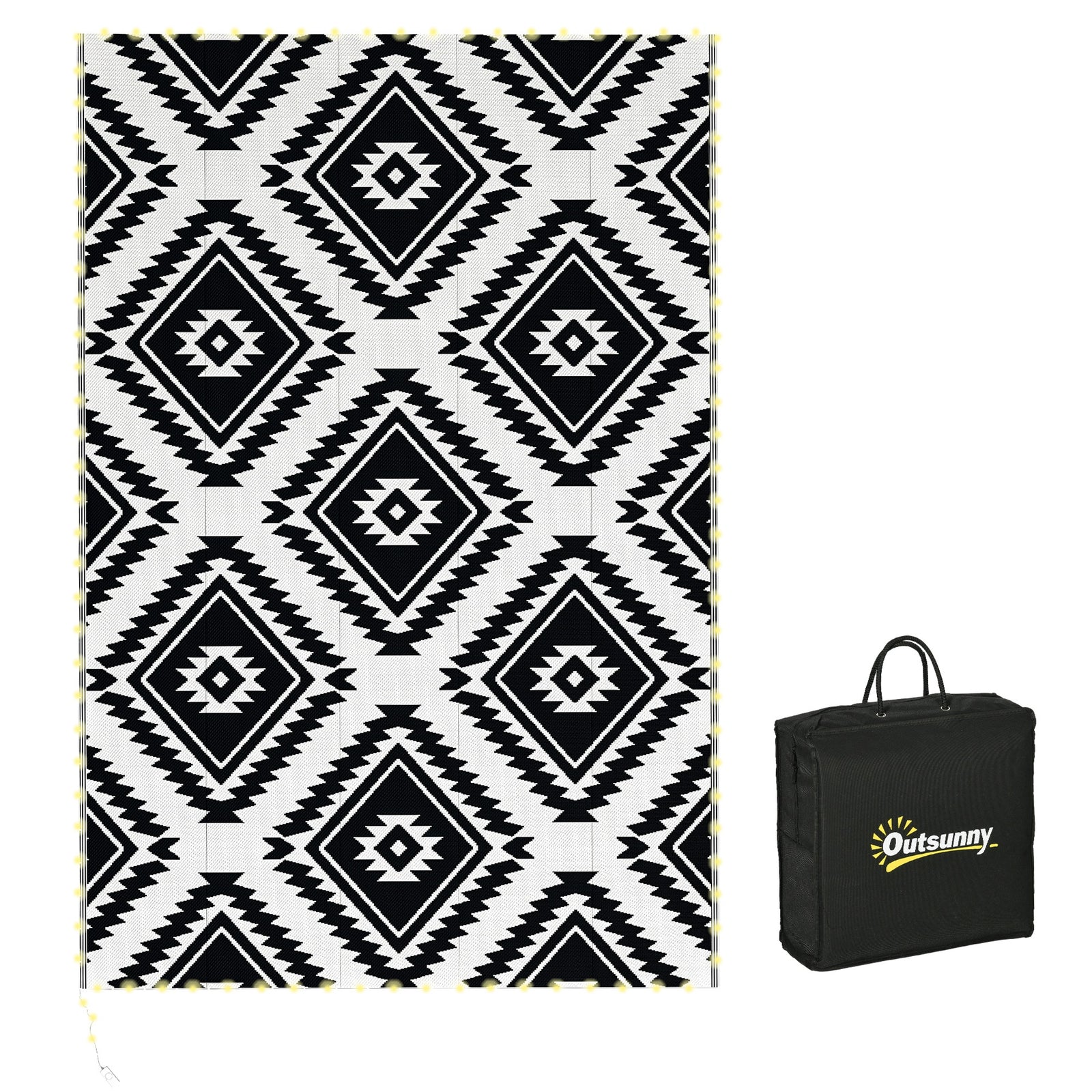 Rug W/ Led Light And Carry Bag 182x274cm Black/white