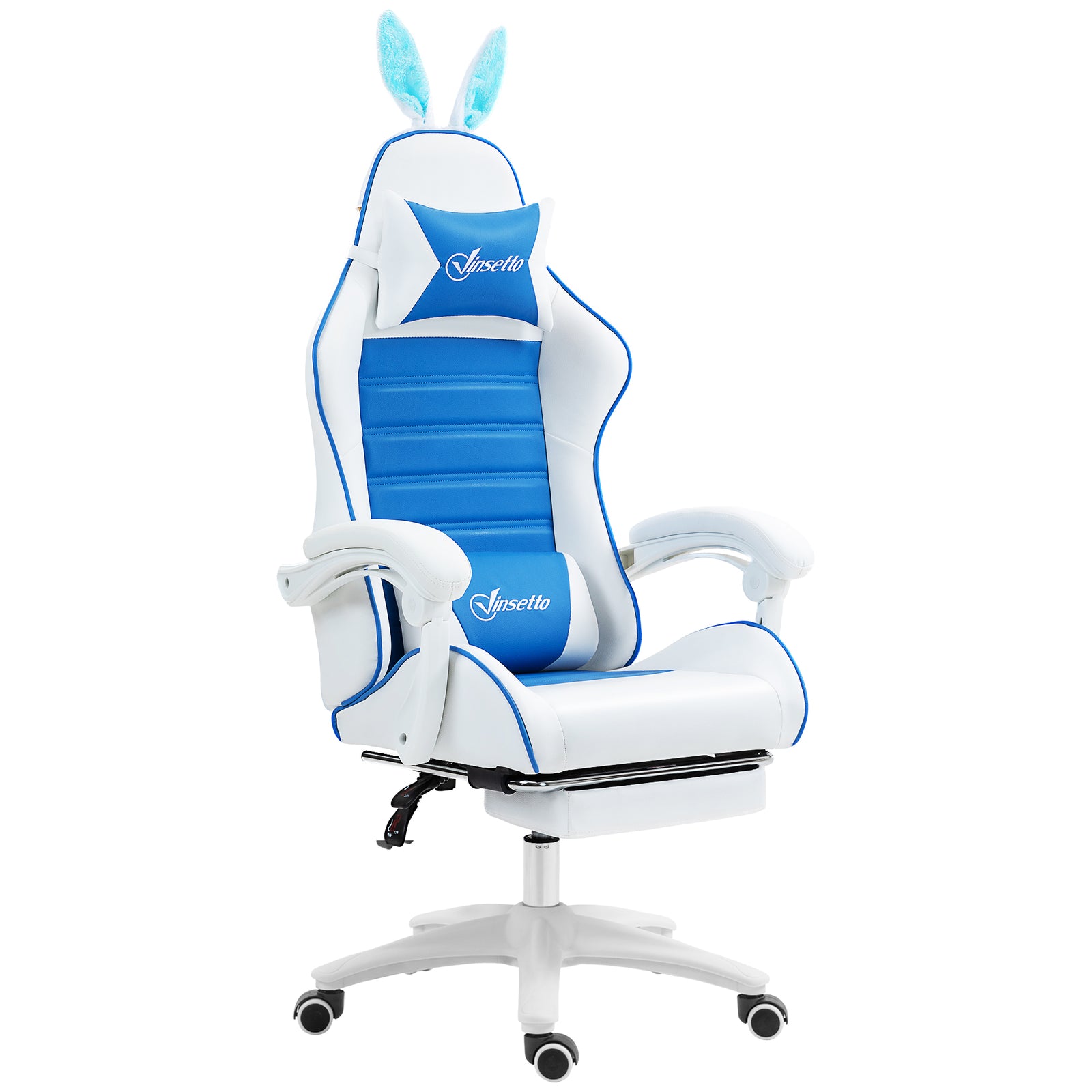 Racing Chair W/ Footrest Rabbit Ears | Blue