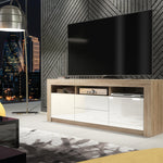 Shine Tv Unit 160cm With Led Lights | Natural Oak