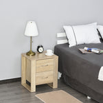 2 Drawer Boxy Bedside Table W/ Handles Elevated Base | One Size | Brown