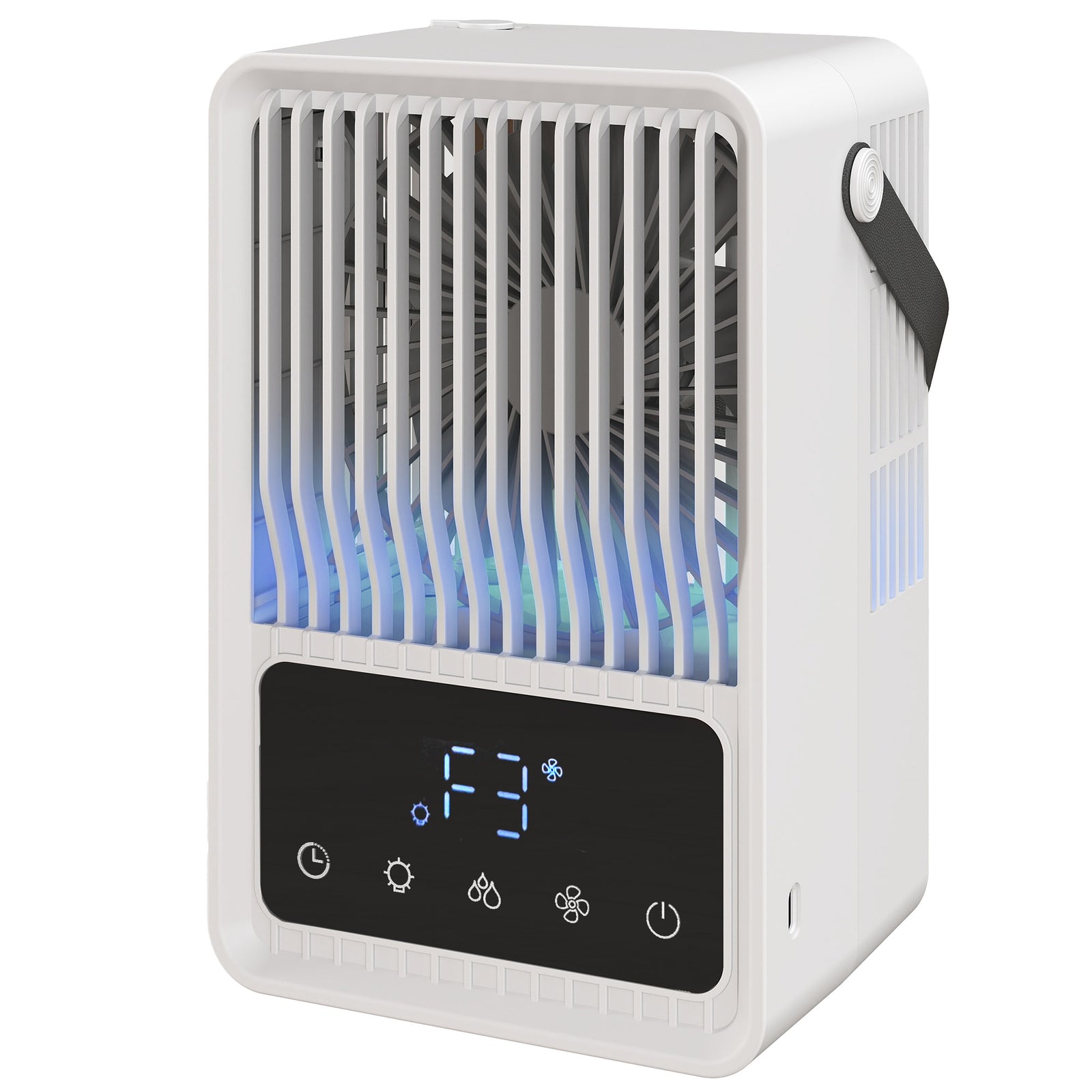4-in-1 Mini Air Cooler With 7 Colour Rgb Light, Cooling Fan | Black