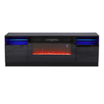 Black Electric Fire Suite With Fireplace, Black Fire Surround & Tv Stand, 12-color Mood Lights