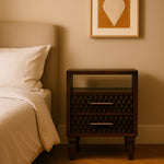 Arno Bedside, Mango Wood, Dark Brown