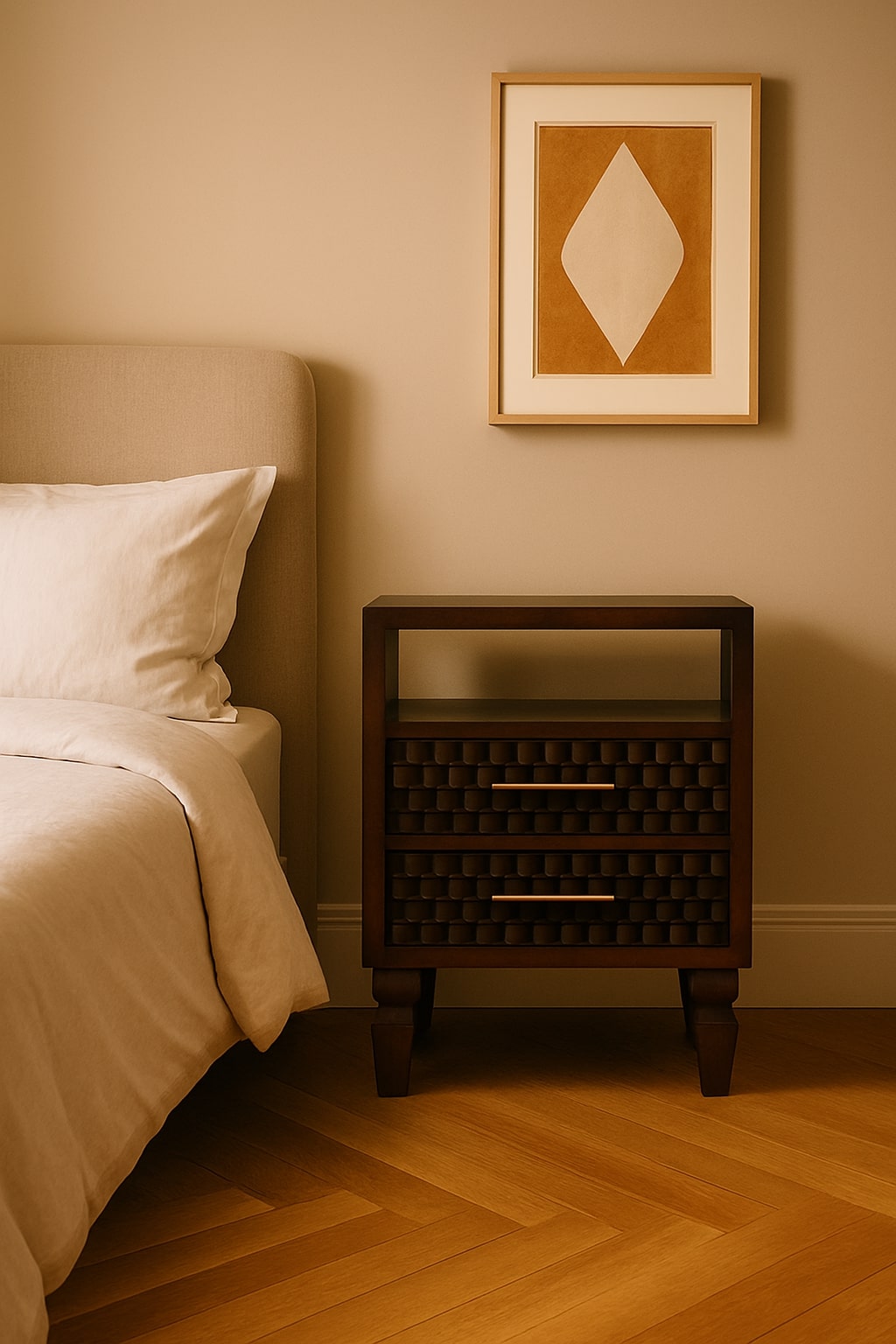 Arno Bedside, Mango Wood, Dark Brown