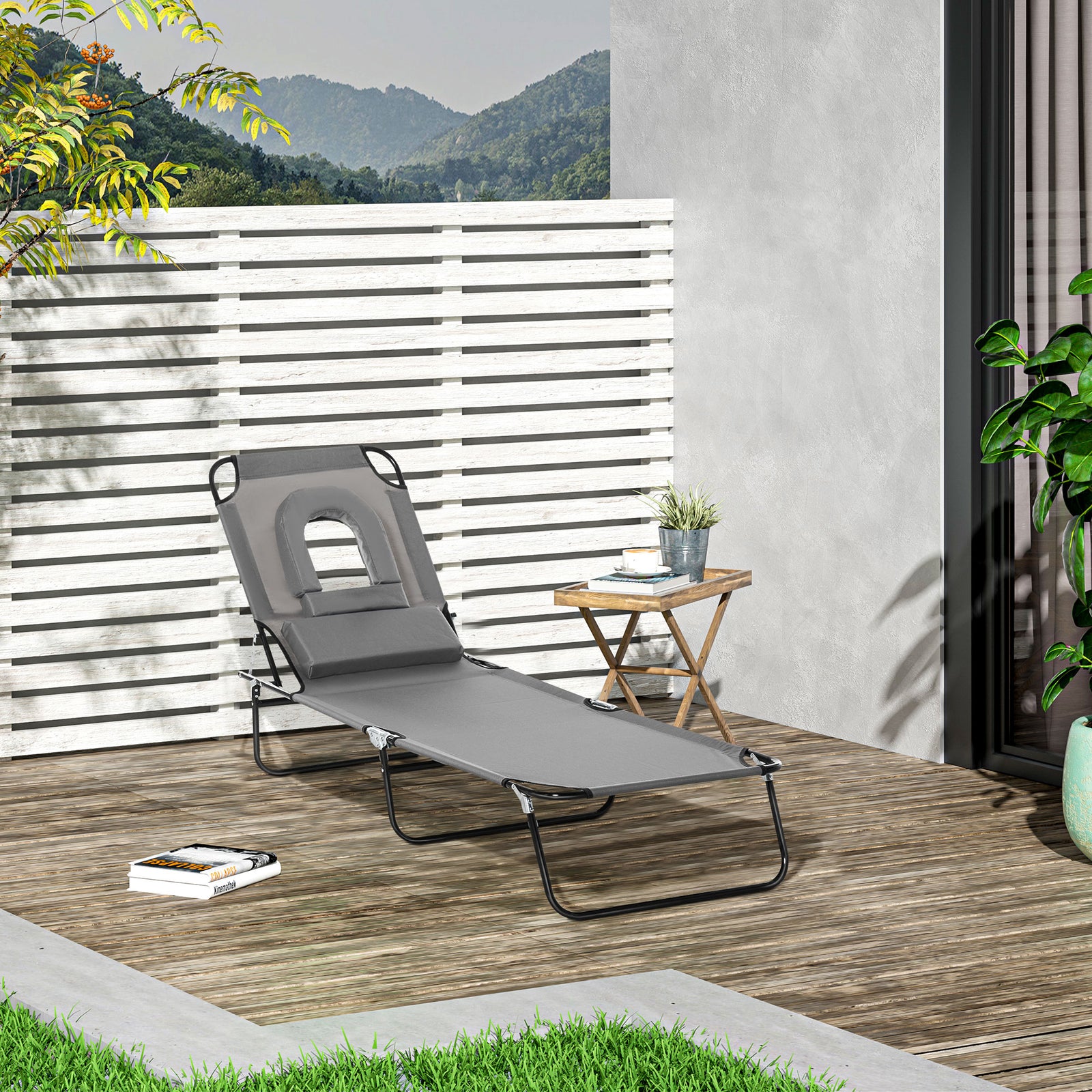 Garden Sun Lounger Folding Recliner Chair | Set of 1