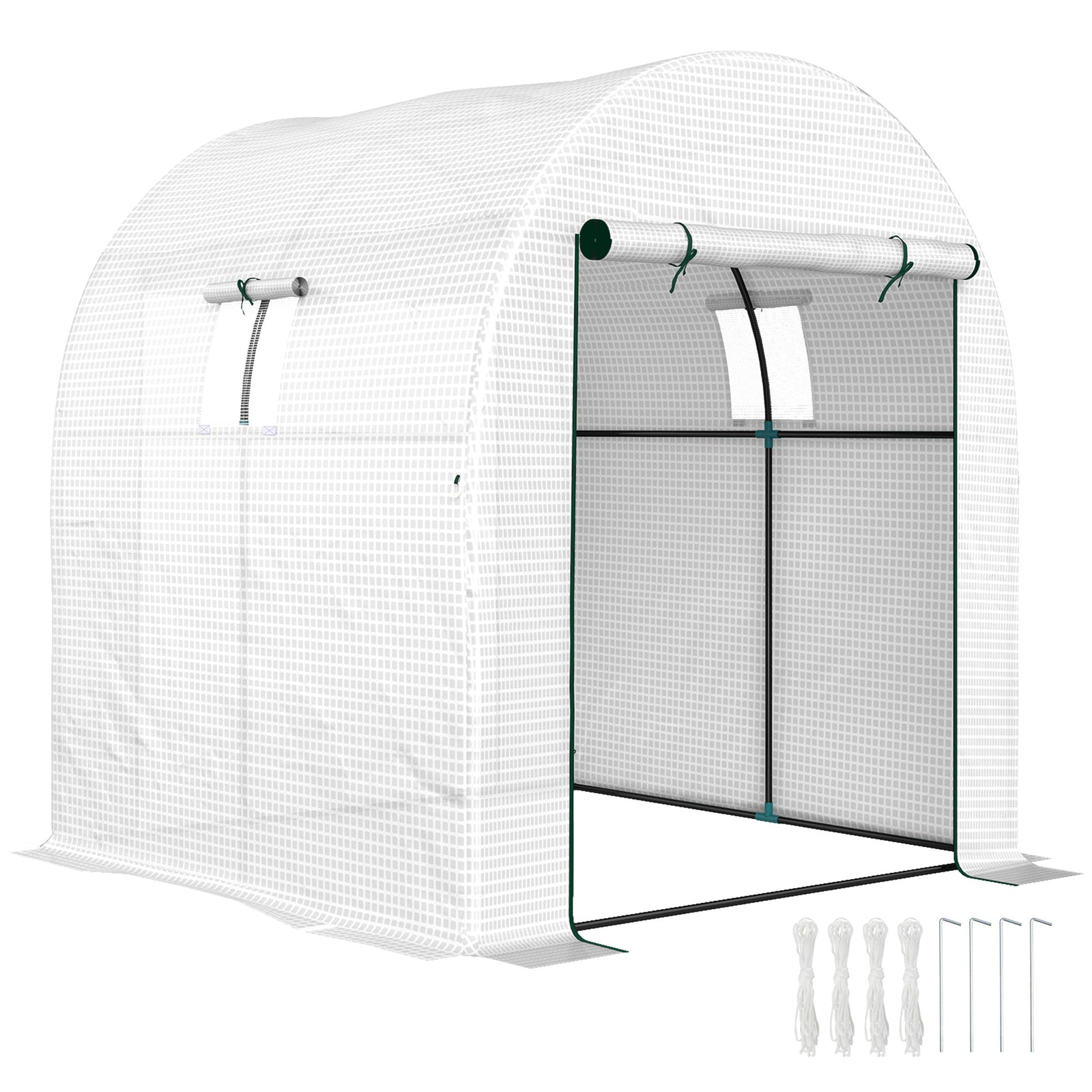 1.8 x 1.8 x 2m Polytunnel Greenhouse With Doors And Mesh Windows