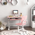 Height Adjustable Kids Desk And Chair Set W/ Tilted Desktop | Pink