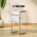 HOMCOM C-shaped Side Table With Charging Station, Modern Bedside Table