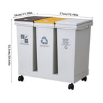 36l/60l 3-compartment Trash Can With Lids And Wheels Dry And Wet Waste Separation Rolling Kitchen Recycling Bin | Large