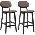 Breakfast Bar Stools Set W/ Pu Leather Wood | Brown