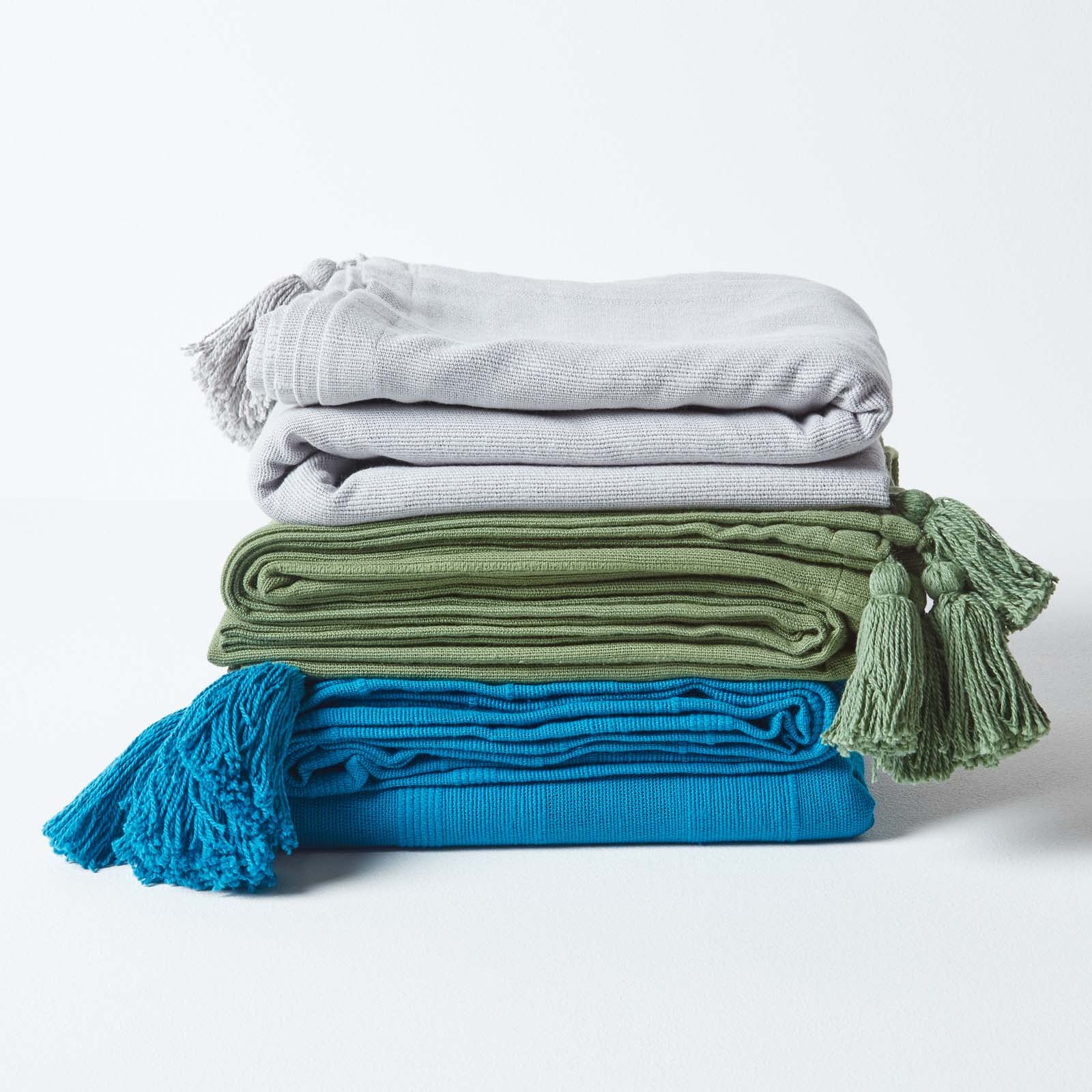 Cotton Rajput Ribbed Throw | 225cm x 255cm | Dark Olive