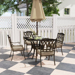 5 Pieces Cast Aluminium Garden Dining Set W/ Parasol Hole